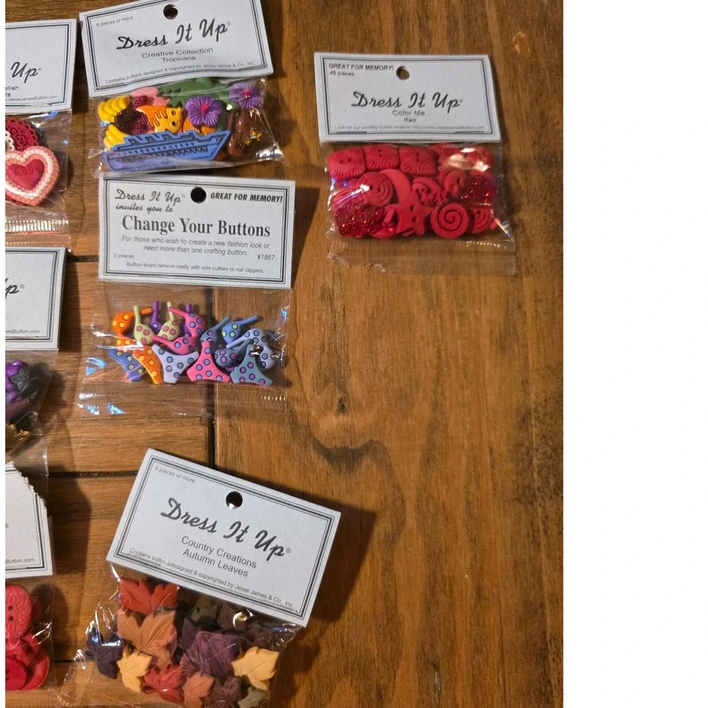 Dress It Up Novelty Buttons Multi Theme Craft Embellishments Lot 10 Packs